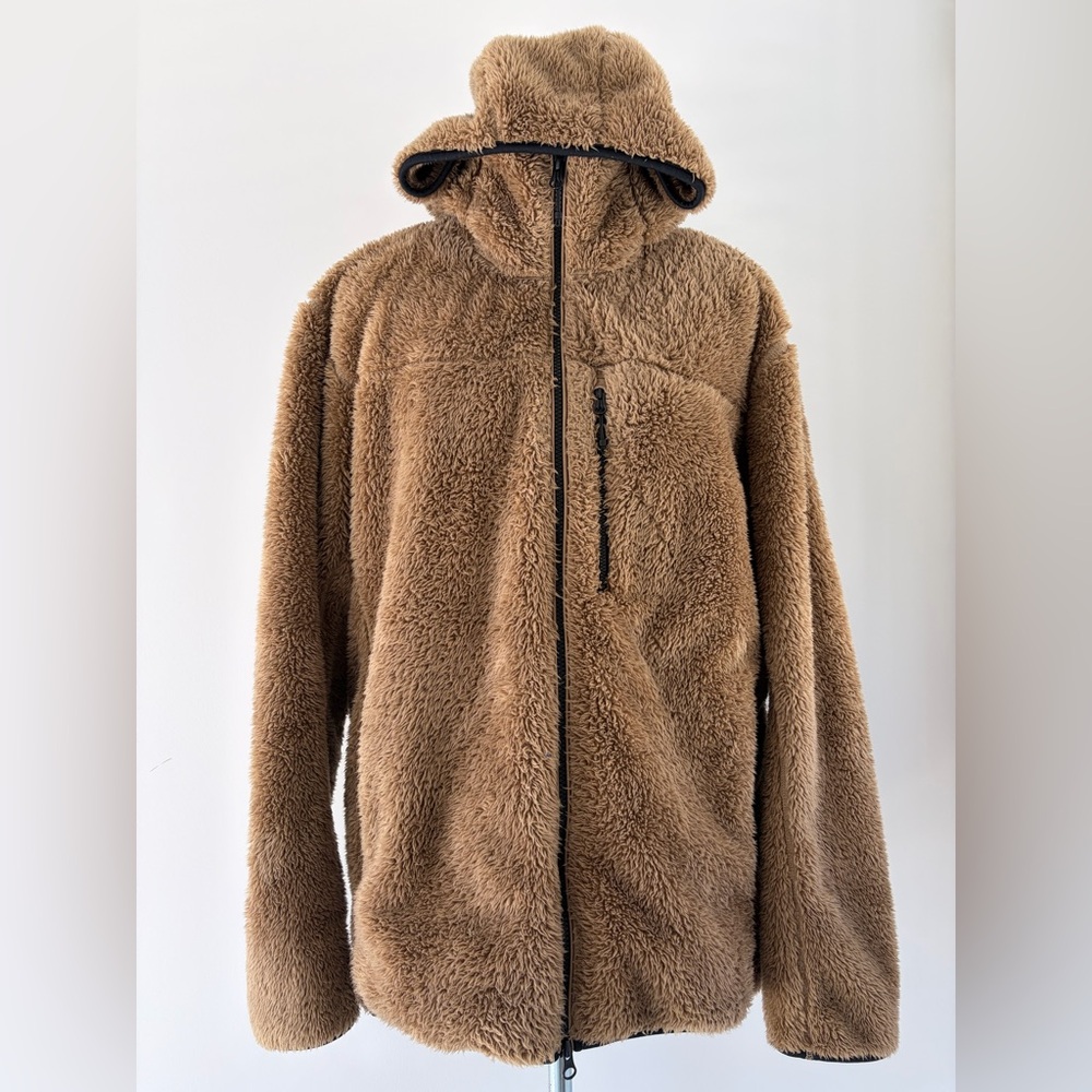 Uniqlo Brown Sherpa Fleece Zip Hoodie – Plush Hooded Jacket | Size L